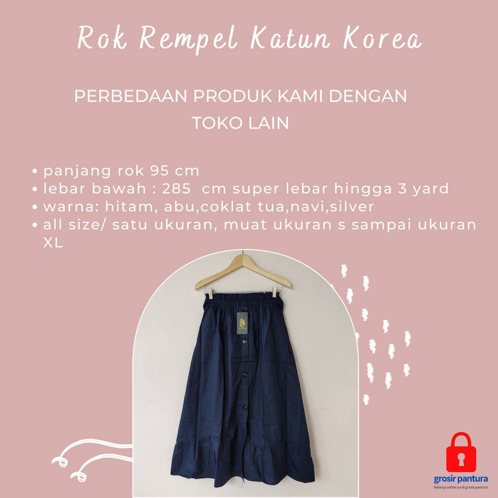 Rok Panjang Rempel Wanita Korea Bahan Katun Sigaret Jumbo Kekinian