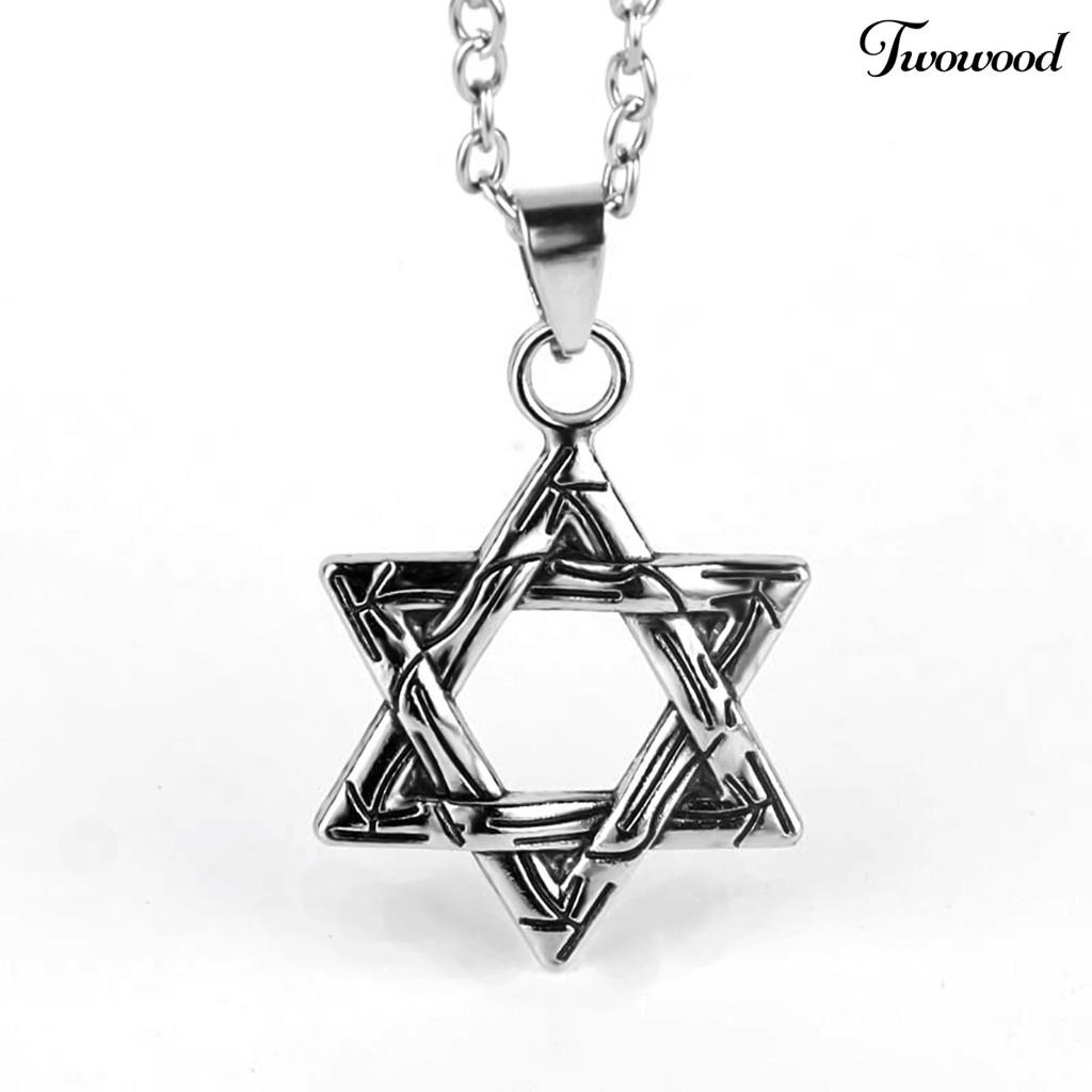 Kalung Rantai Liontin Hexagram Gaya Hip Hop Untuk Unisex