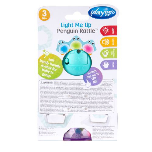 Playgro Baby Light Me Up Penguin Rattle - Mainan Gigit Anak Bayi Balita 3m+