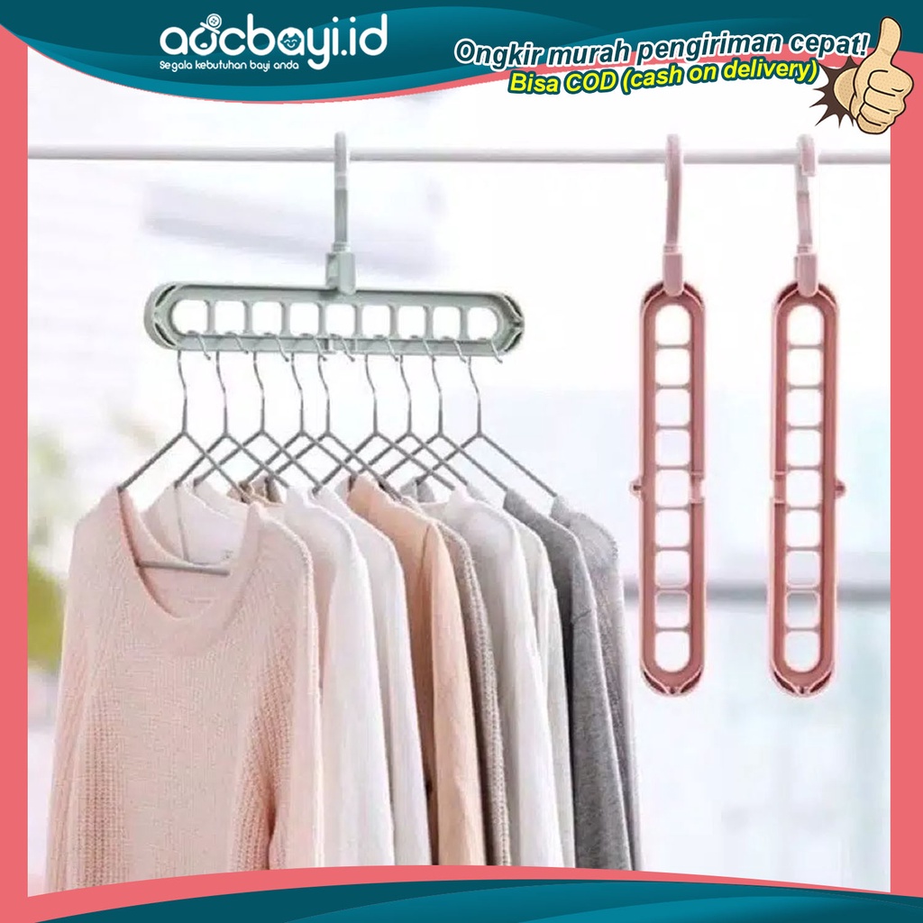 ☀ACCBAYI.ID☀ ACC0032 Gantungan Magic Hanger 9 Slot Multifungsional Foldable Hanger Import Murah