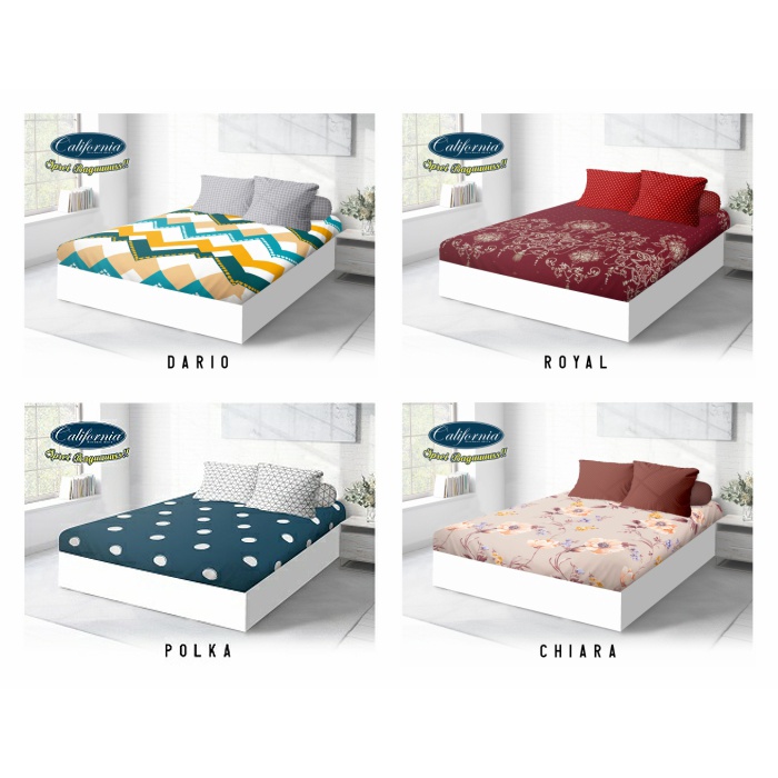 OBRAL !!! - Sprei California Polos Embos &amp; Motif Ukuran Double - King 180x200 &amp; Queen 160x200