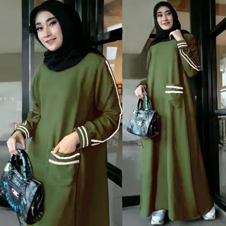 Sfm - Gamis Agatha Maxi Dress Fashion Muslim / Ada Kantong / Bahan Babyterry Good Quality