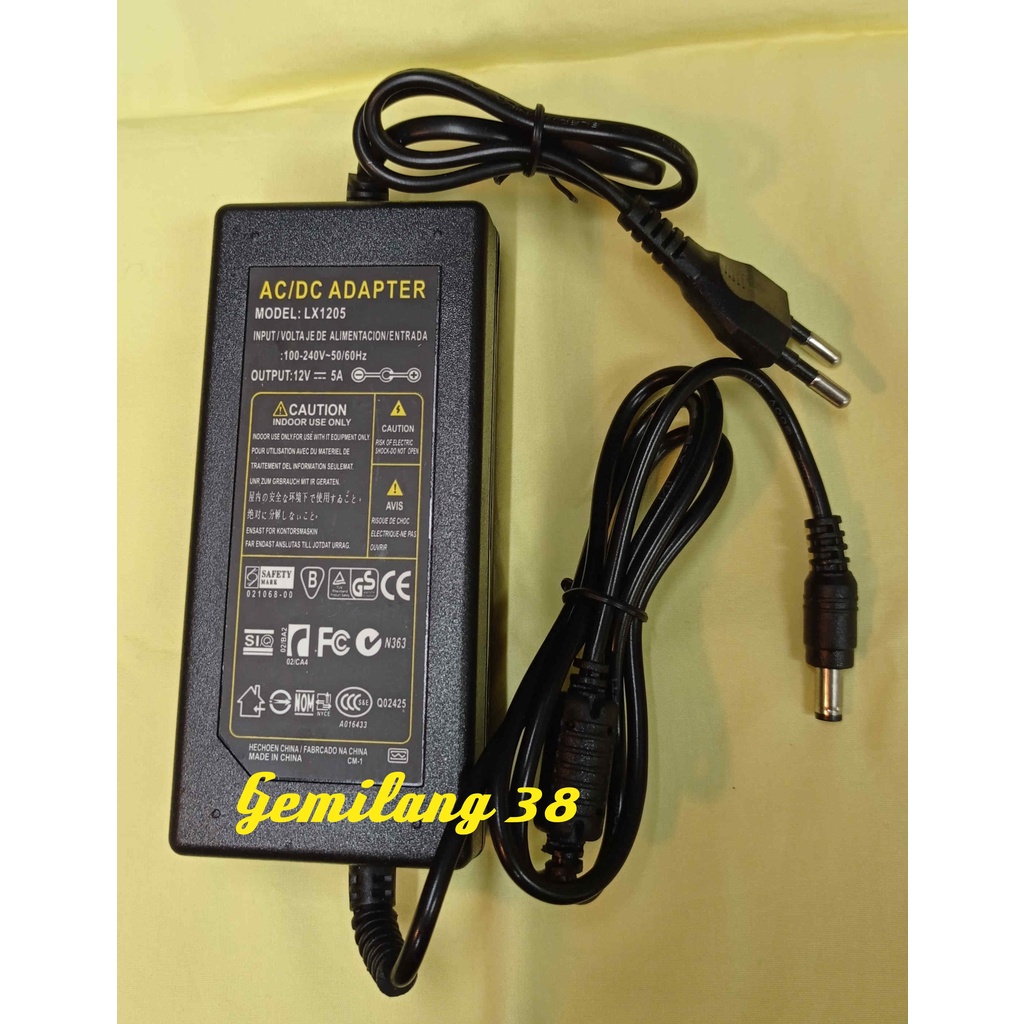 Adaptor 5A 12V ADAPTOR DC 12V 5A POWER SUPPLY 12 VDC 5 A BUILDIN Kabel