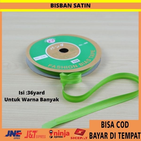 Bisban Isi Gulung Pita Polos|Bahan Satin| Termurah 36yard Pita Warna/Pinggiran Baju Gratis Ongkir