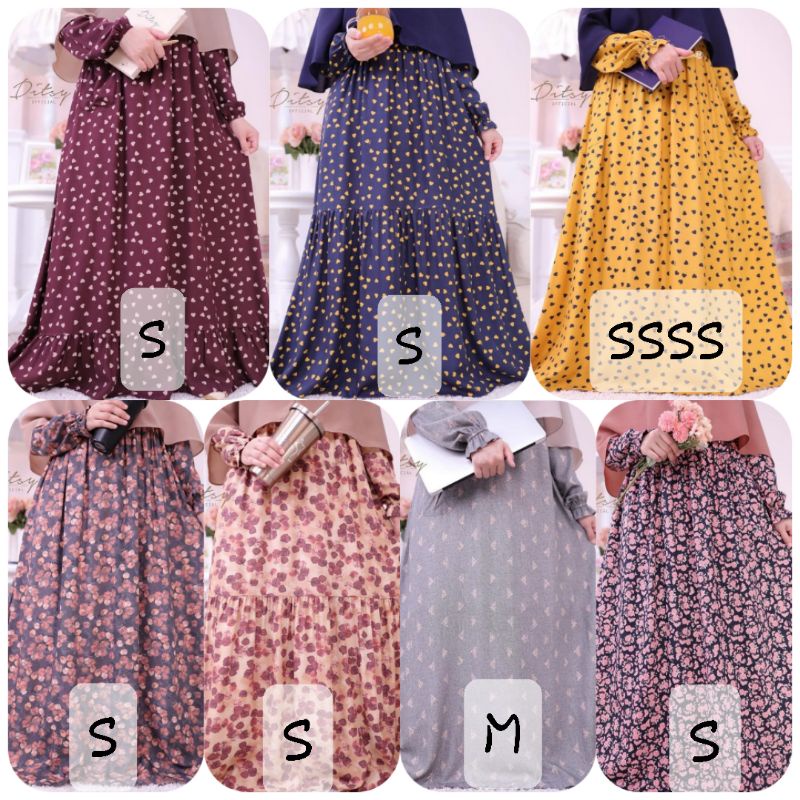 Ditsy November Heart Maroon Heart Mustard Autumn Charcoal