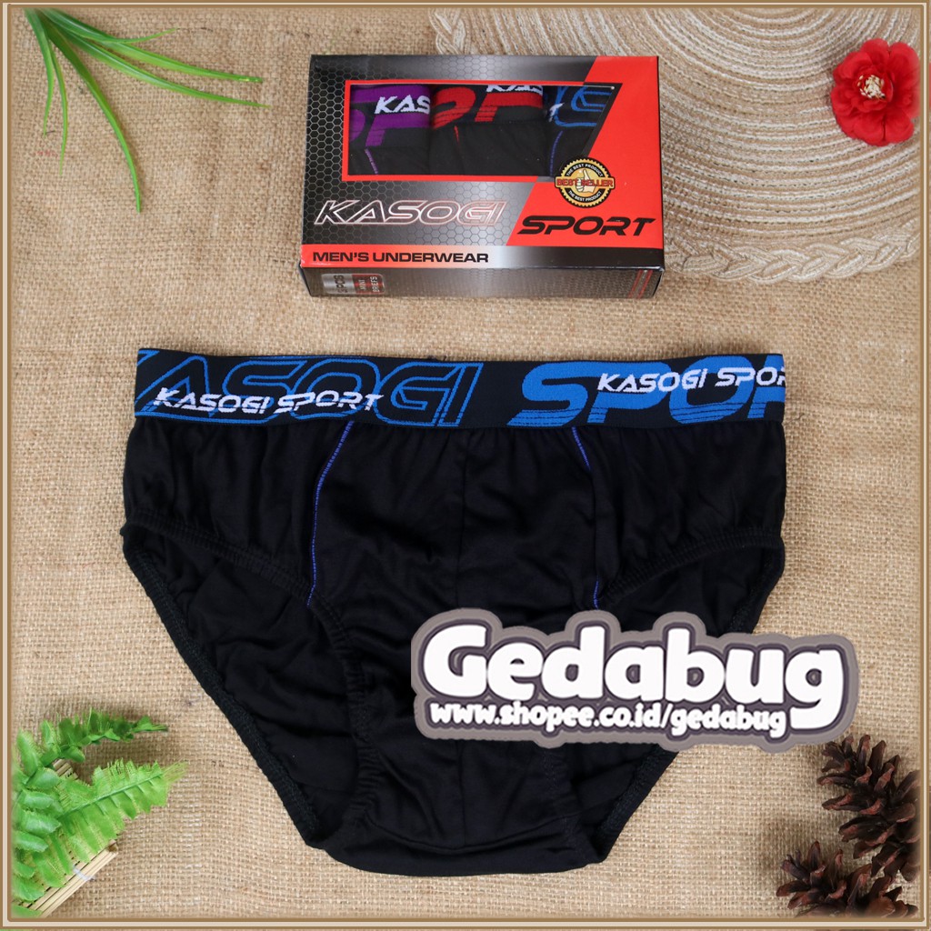 3 Pcs - CD Pria KASOGI Sport | Celana dalam pria dewasa Segitiga karet Boxer | Gedabug