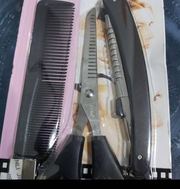 ALAT CUKUR RAMBUT GUNTING RAMBUT SET GUNTING SASAK SISIR PISAU SALON 3 in 1 MURAH