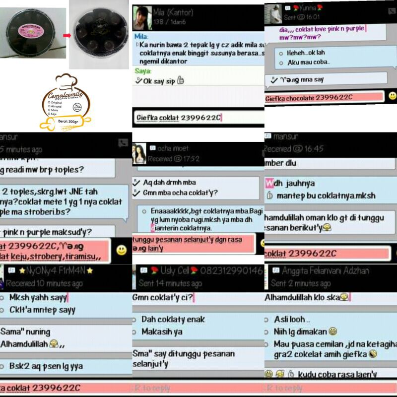 

coklat white parteline isi mete,almond,keju