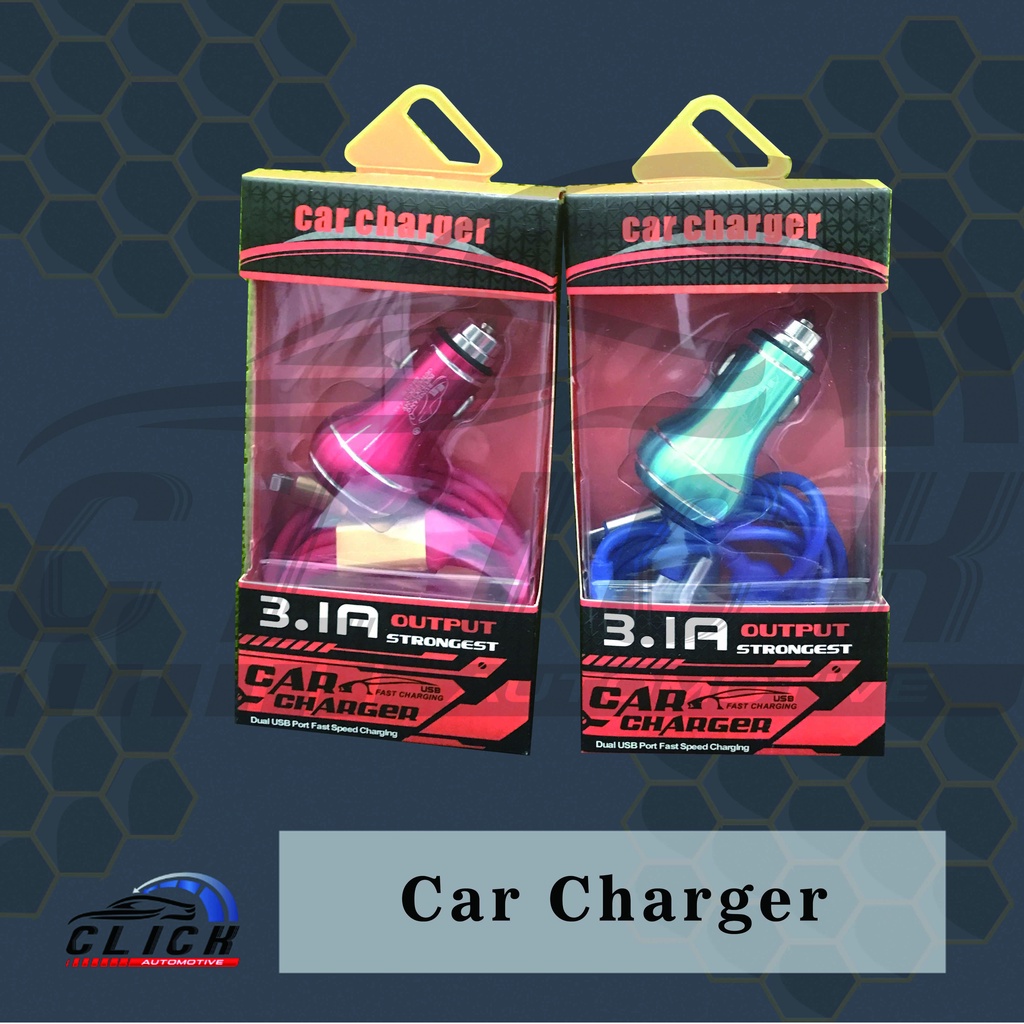 Dual USB Car Charger Mobil 3.1A / Car Charger Model Peluru 12-24V