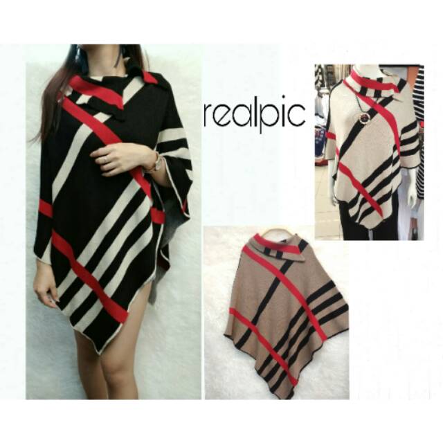 Ponco rajut import /ponco Burberry/ponco fashion wanita/fashion Korea/pakaian wanita)