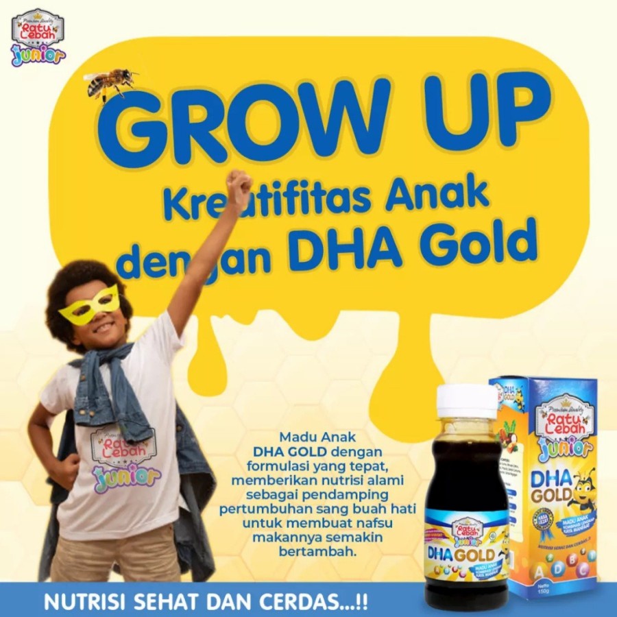 Madu Anak Ratu Lebah Junior DHA GOLD plus Omega 3 DHA Gold Ratu Lebah