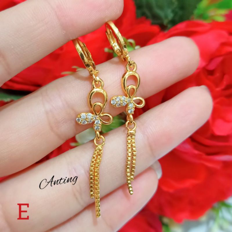 Anting Jurai permata termanis elegan logam Korea anti karat termurah