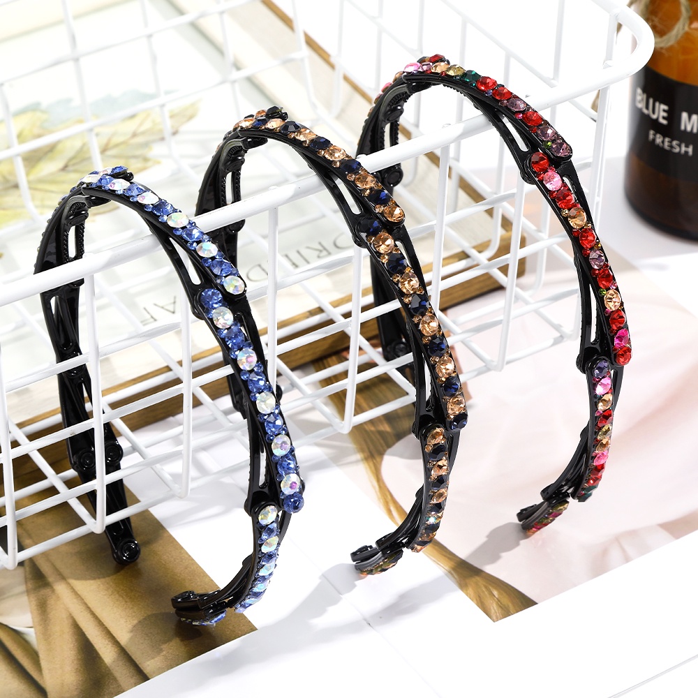 Korean Folding Rhinestone Headband Fashion Diamond Portable Face Washing Hairband Women Hair Accessories