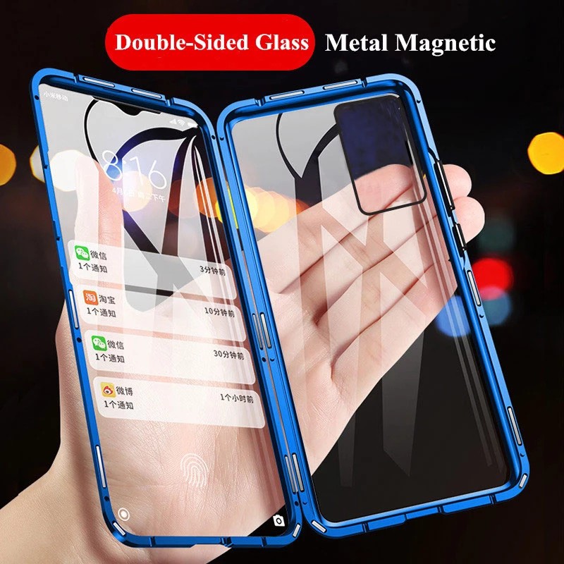 Flip Casing Hp Vivo V20 Se X50 Pro Y15 Vivov20 Double Sided Glass Phone Case Magnetic Magnet Metal Bumper Full 360 Protection Hard Cover Shopee Indonesia