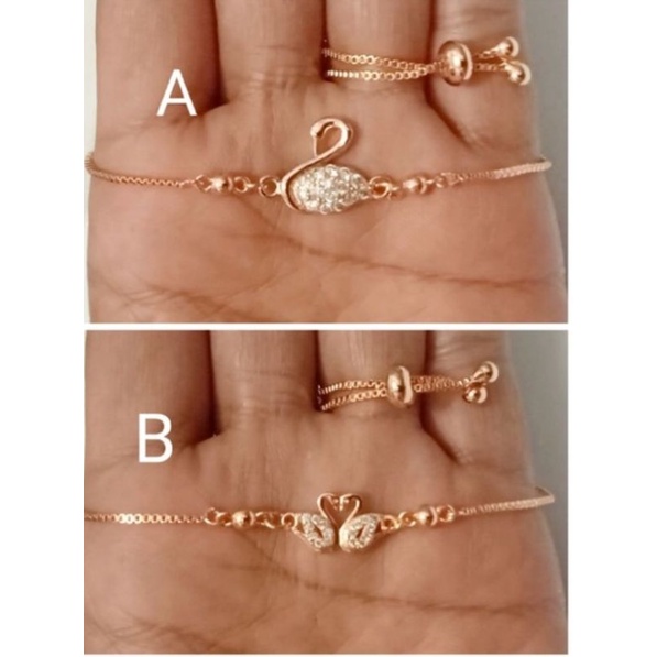 NL747. Gelang tali serut xuping wanita lapis emas dgn mata zircon ukuran flexibel