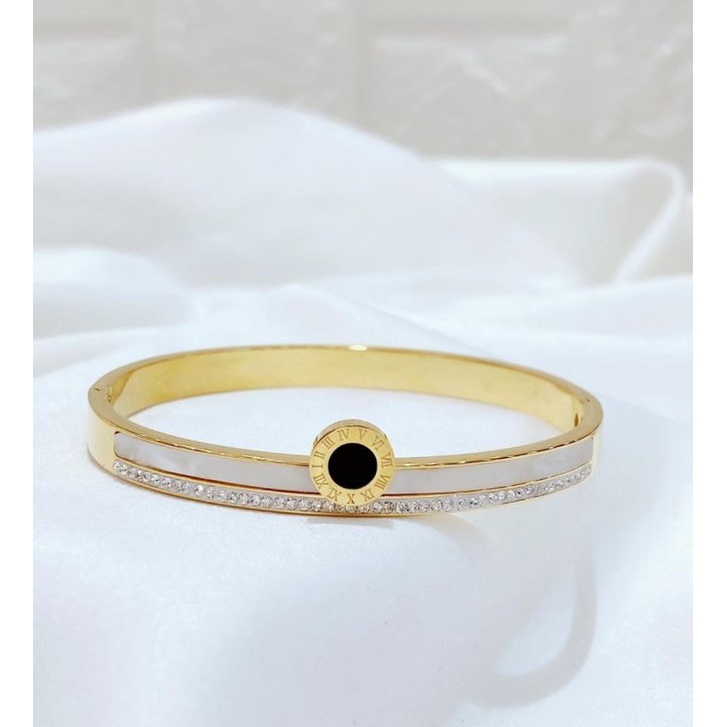 Gelang Titanium Asli Premium Quality Keramik Anti karat anti alergi Stainless steel ori 008