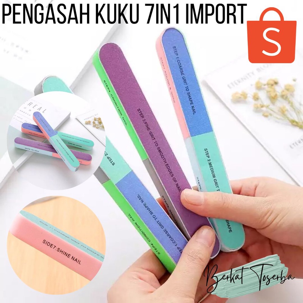 Berkattoserba Pengasah Kuku PENGKILAP KUKU Nail Buffer Manicure 7in1 Import