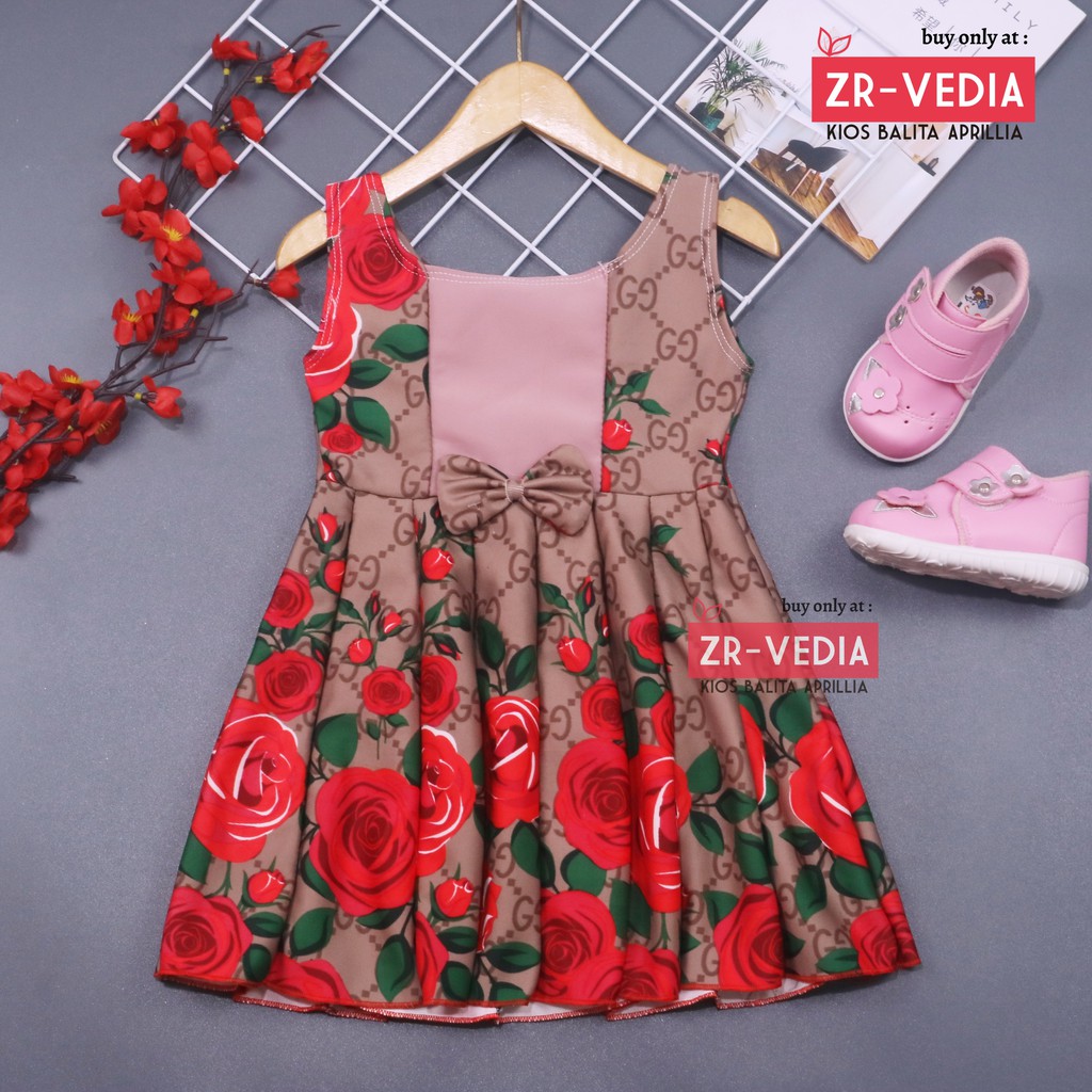 Dress Clairine uk 2-3 Tahun / Baju Anak Perempuan Murah Dres Bunga Yukensi Adem Pakaian Pesta Gaun