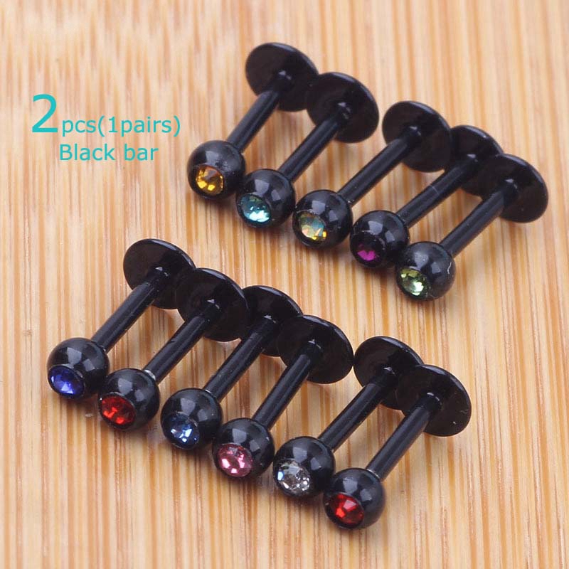 2Pcs Bola Kristal Stainless Steel 3mm 3mm untuk Piercing Bibir / labret / cartilage