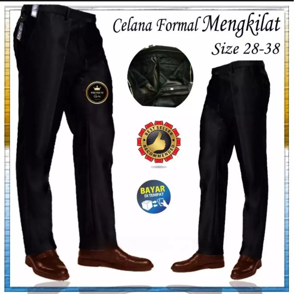 CELANA PRIA PANJANG FORMAL/CELANA BAHAN PRIA/CELANA BAHAN MENGKILAP METALIC/CELANA KANTOR