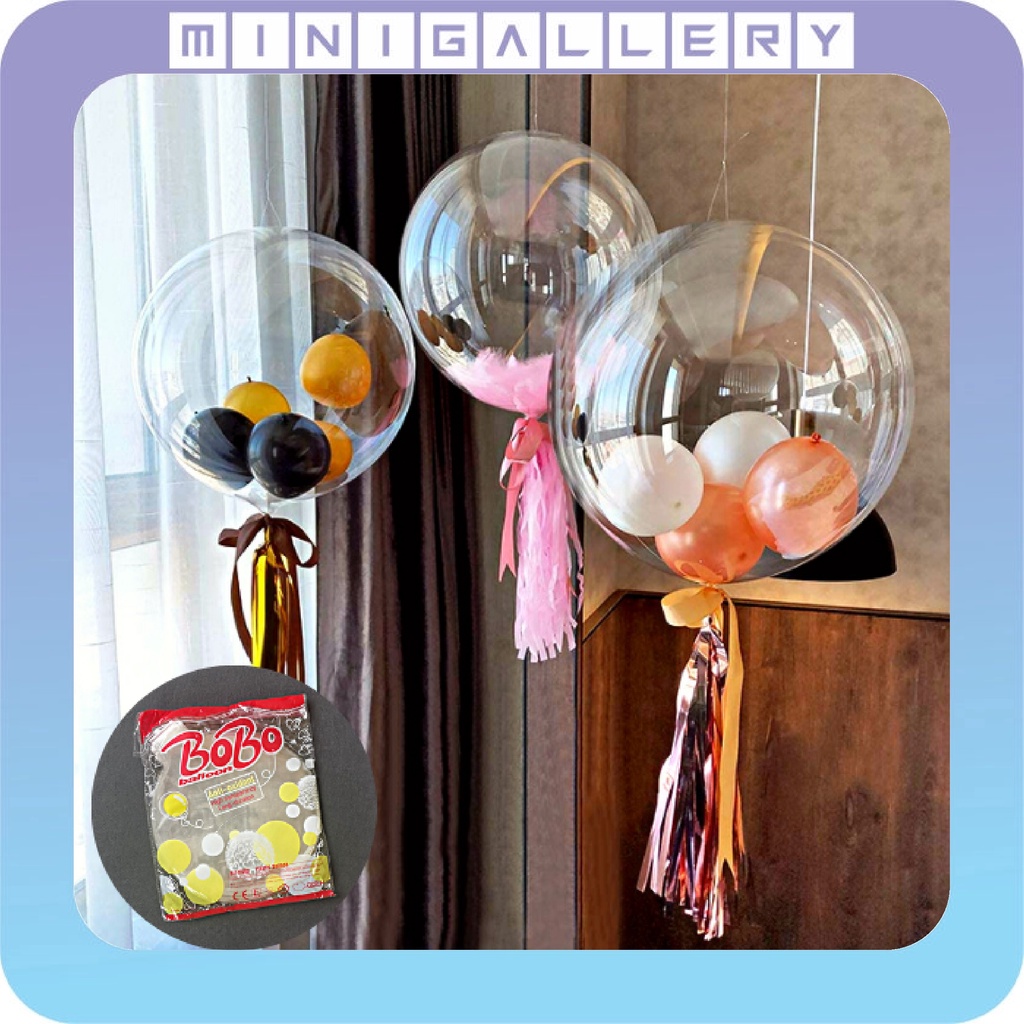 Balon Plastik BoboTransparan Putih / Balon Dekorasi / Balon Hati KB41