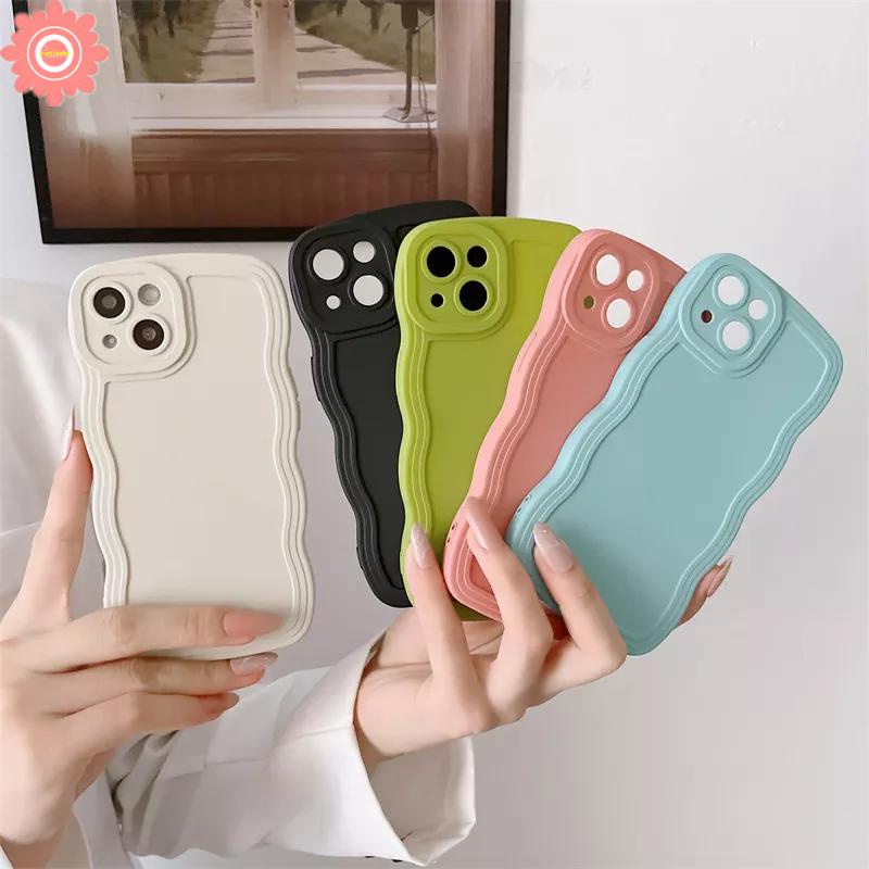 Casing iPhone 11 XR 7 8 Plus 12 13 Pro MAX X XS MAX 7 Plus 8 Plus Shockproof Aksen Gelombang Warna Permen