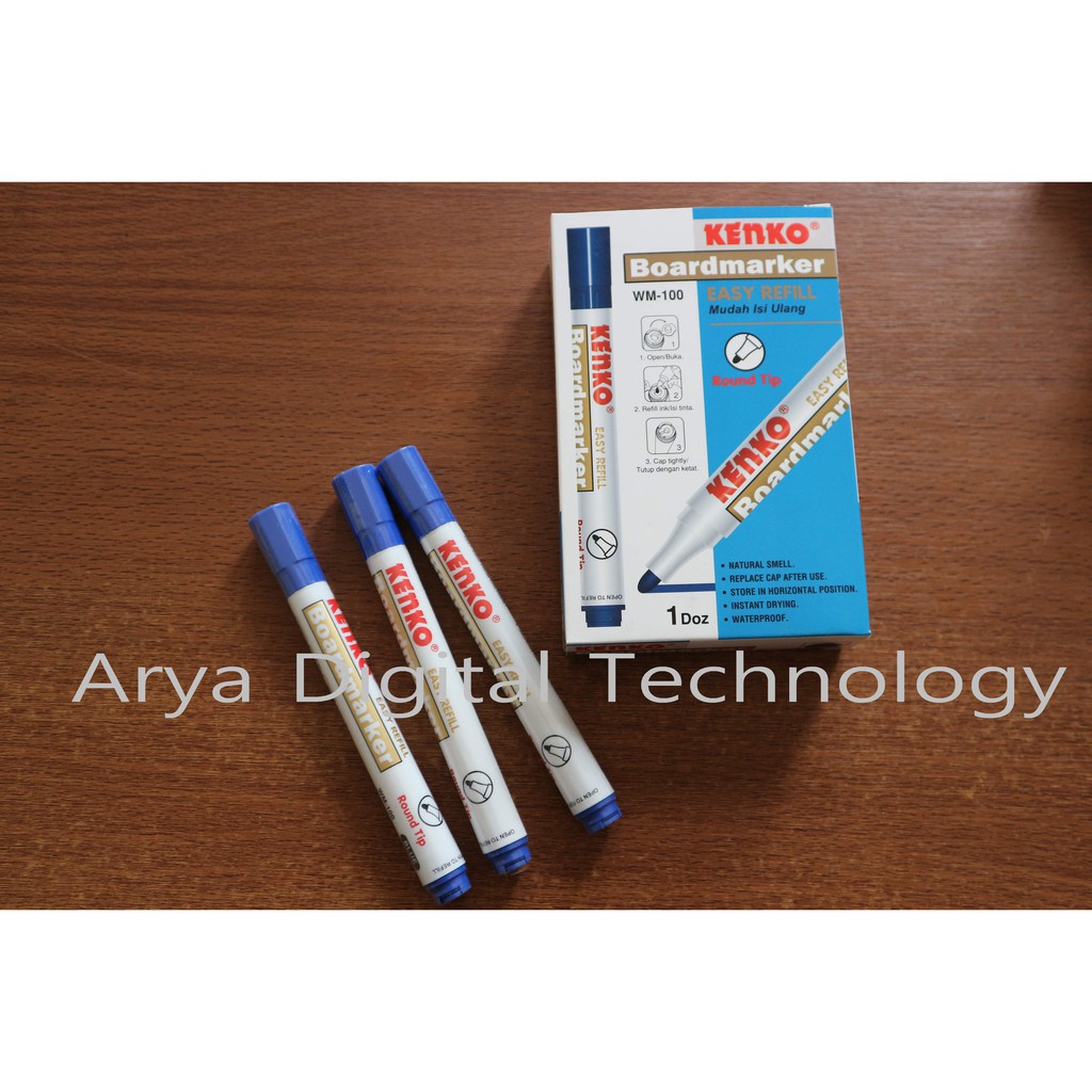 

Spidol Papan Tulis Whiteboard Boardmarker Kenko WM 100 Biru Non Permanent Murah Bagus