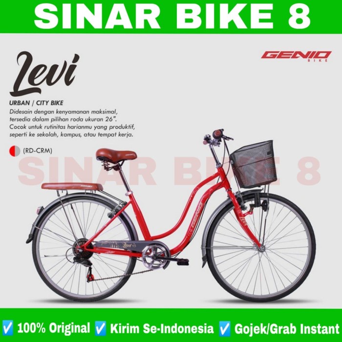 Sepeda Mini Keranjang Dewasa GENIO Urban/City Bike LEVI Ukuran 26 Inch 7 Speed