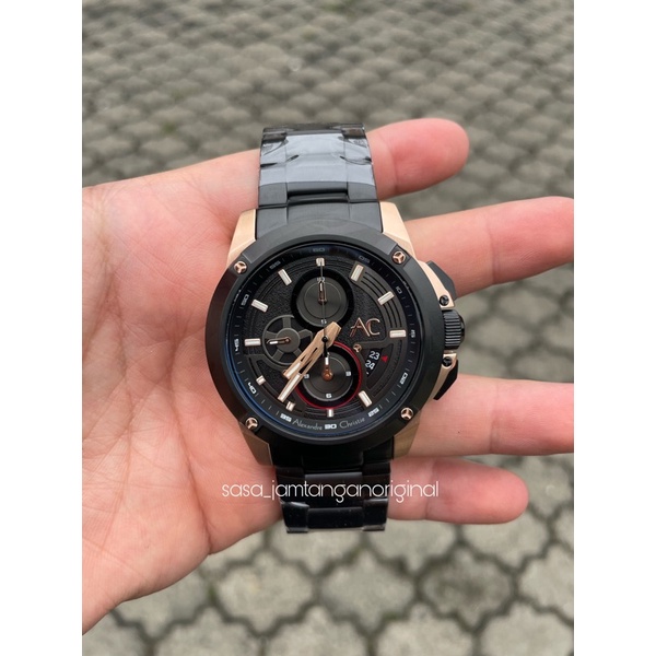 Jam Tangan Alexandre Christie Collection Ac 9602 Original Black Rosegold Pria