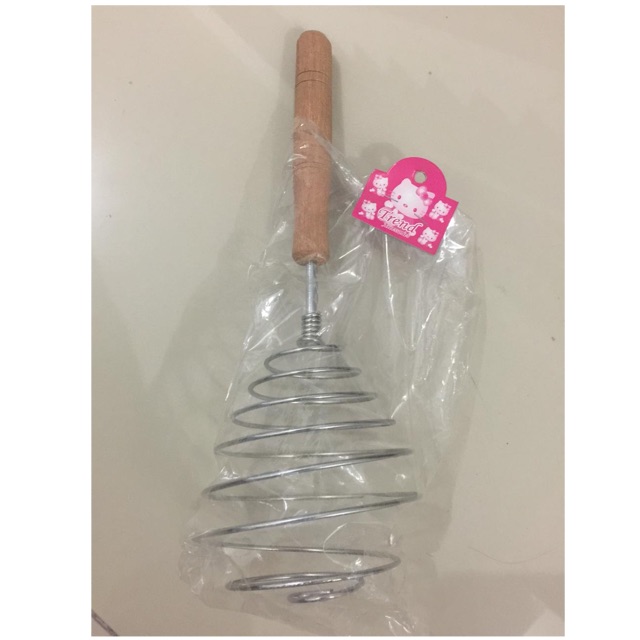 Kocokan Telur Besar Gagang Kayu Kuat Egg Beater Whisker 1 pcs