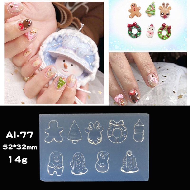 Siy Cetakan Resin Bahan Silikon Desain Kucingkelincisayappersegi 3d Untuk Nail Art Diy