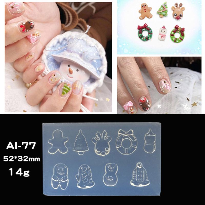 Siy Cetakan Resin Bahan Silikon Desain Kucingkelincisayappersegi 3d Untuk Nail Art Diy