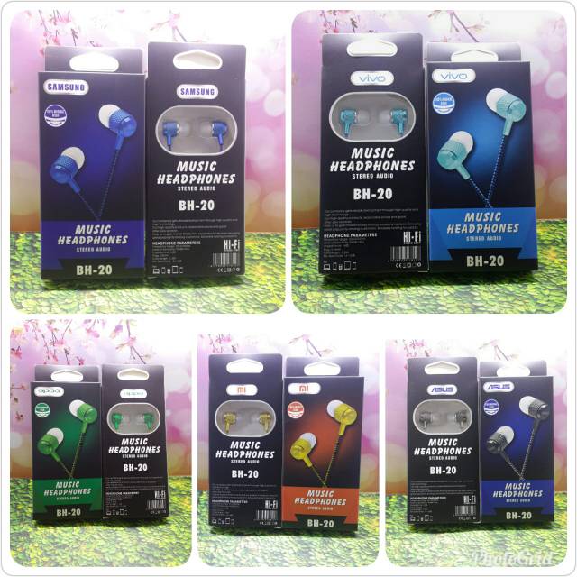 Handsfree Branded BH20 kabel tali sepatu for samsung, xiaomi, Oppo, Vivo, Asus
