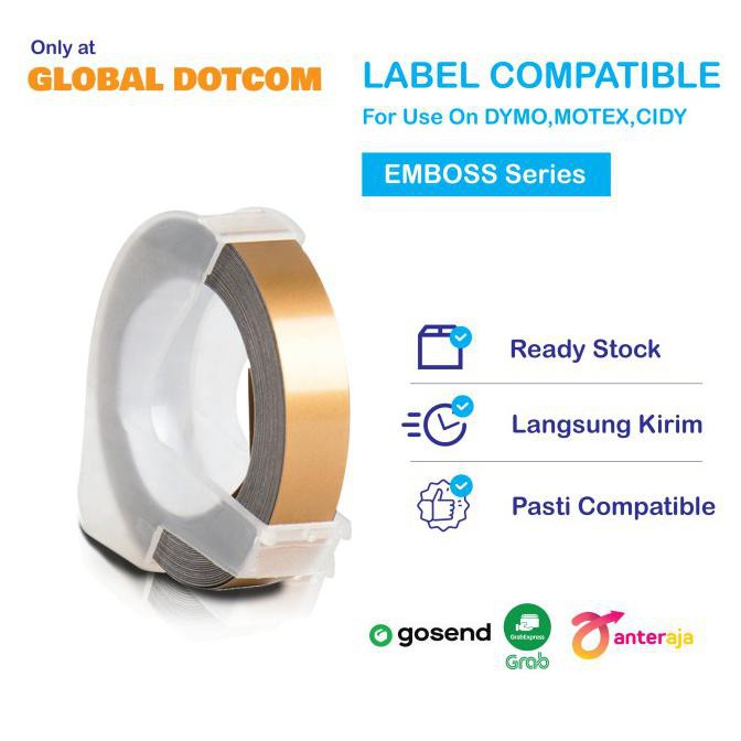 

✨BISA COD✨ LABEL DYMO EMBOSS CHAMPAIGN GOLD 9mm PANJANG 3meter