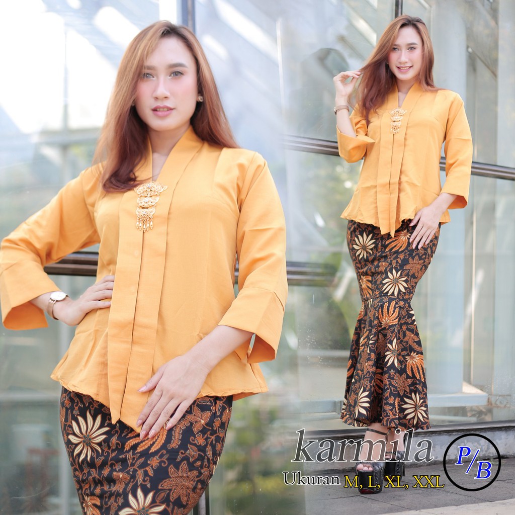 Realpict !! Set kebaya floy polos baletoli / rok duyung / kebaya modern / kebaya kartini