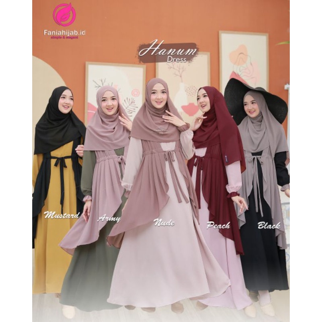 HANUM DRESS / GAMIS DEWASA / OUTER BISA DI LEPAS / BY FANIA HIJAB