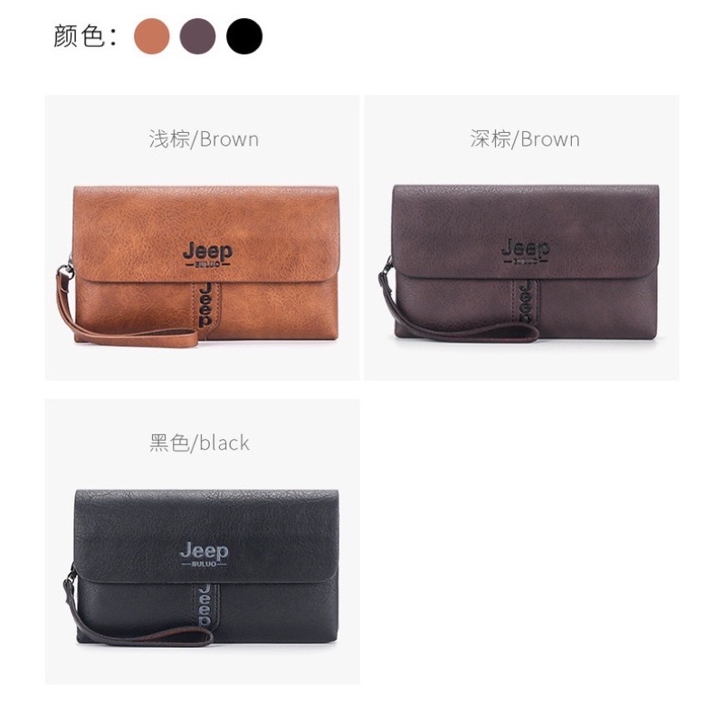 HANDBAG CLUTCH BAG KULIT CLASSIC JEEP 3 RUANG PRIA WANITA LEATHER WALLET COWOK IMPORT MURAH