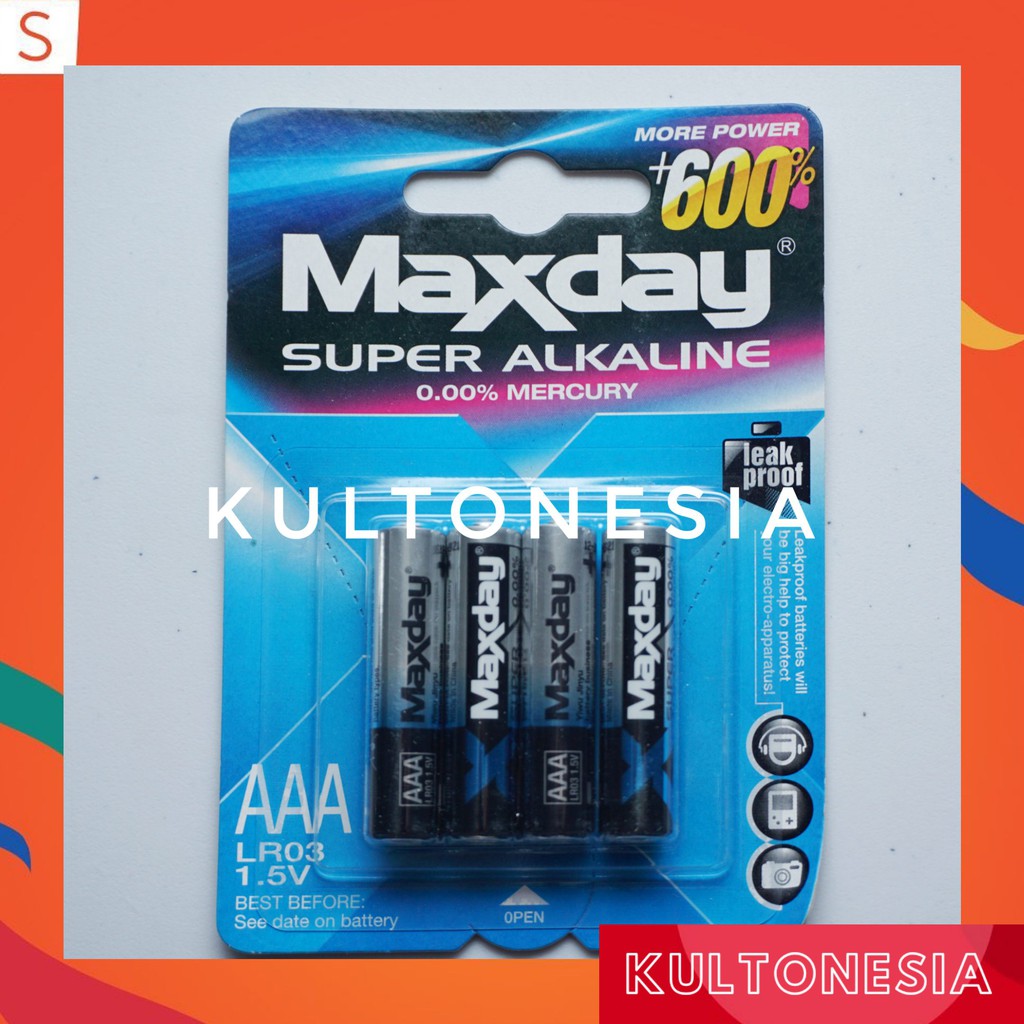 Baterai AAA Maxday Super ALKALINE 4 PCS Baterai AAA A3 1.5V MAXDAY Super Alkaline