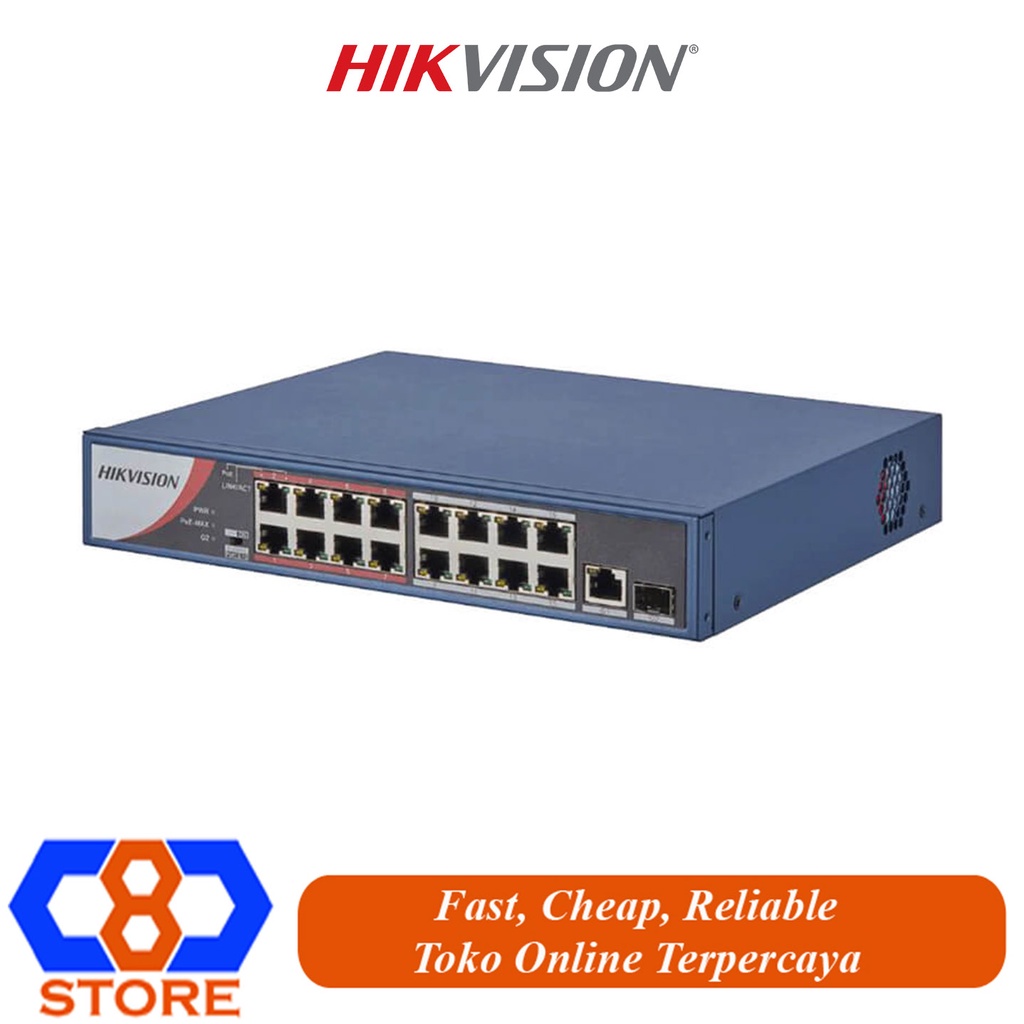 SWITCH POE HIKVISION DS-3E0318P-EM 16 PORT POE UPLINK GIGABIT SFP