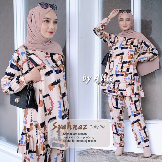 SYAHNAZ DAILY SET piyama  motif matt rayon  viscose original 