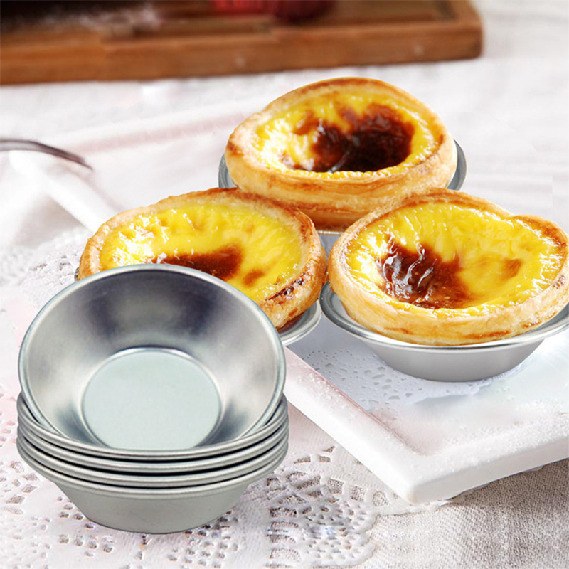 10Pcs Reusable Tinplate Flower Egg Tart Mold / Alloy Cupcake Egg Tart Mold / Nonstick Ripple Egg Tart Mold