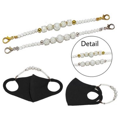 Konektor Masker Hijab Mask Connector Strap Extender Clear Crystal Diamond Series Blink Luxury