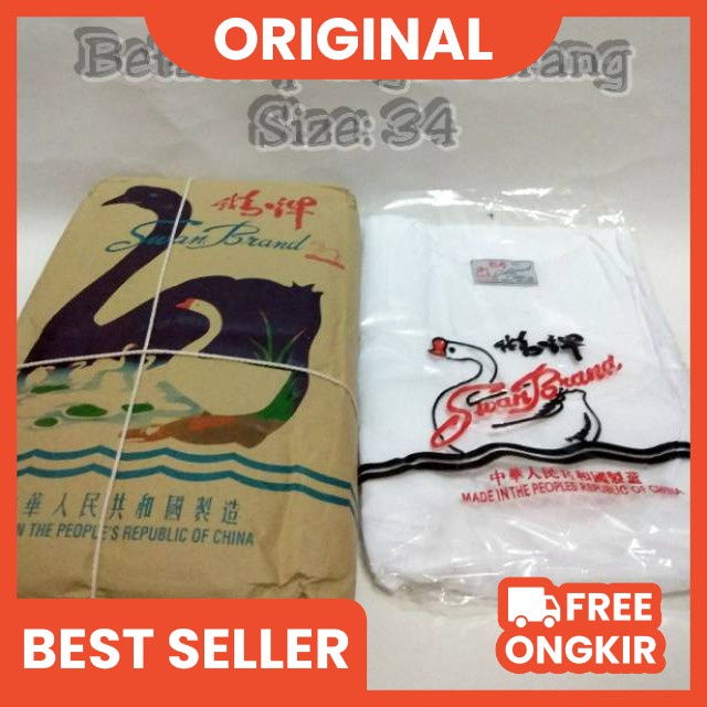 kaos oblong pria putih polos swan brand original