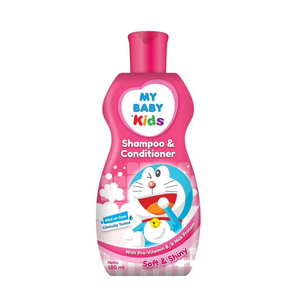 MY BABY Kids Shampoo &amp; Conditioner Doraemon 100 ml (4 pcs) - Sampo &amp; Kondisioner Anak Rambut Wangi dan Halus - Exp: 01.2026