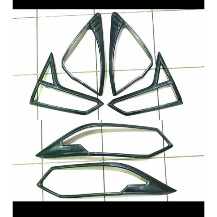 paket garnish list cover lampu depan belakang HRV lama carbon
