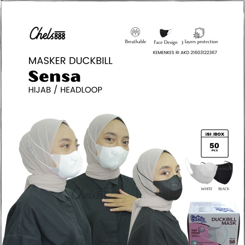 Masker Duckbill SENSA Hijab isi 50pcs