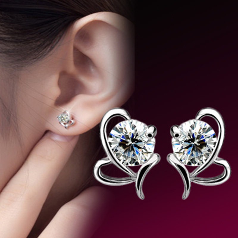 925 anting perak sterling anting-anting wanita dengan perhiasan fashion berlian