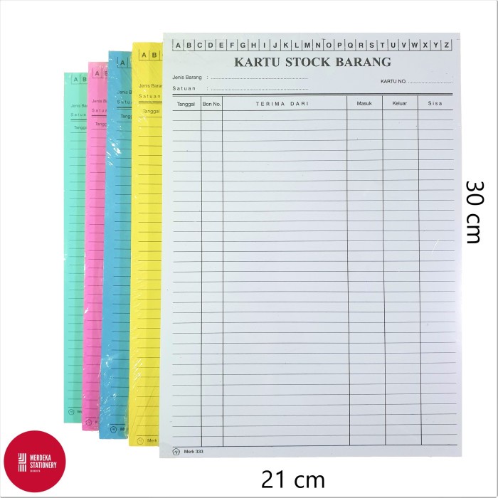 

(BISA COD) (ISI 100)Kartu Stock/Stok Barang Ukuran Folio 333 21x30 cm Putih,Warna - Putih