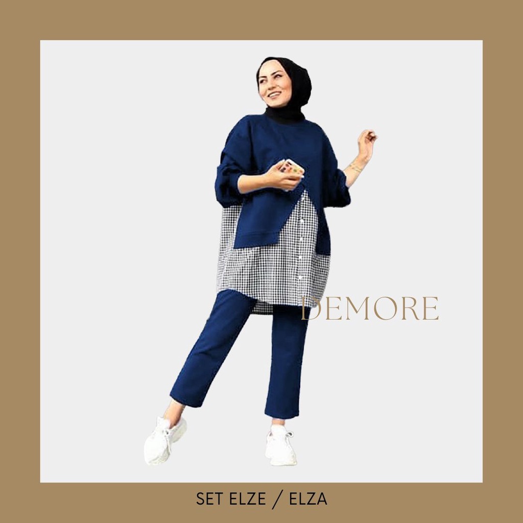 2 UKURAN 2XL 3XL PAKAIAN WANITA SET ELZE / ELZA DMR