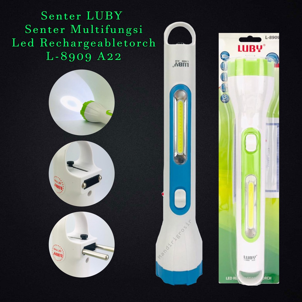 LUBY Senter * Senter Multifungsi * Senter Led Rechargeabletorch * L-8909 * A22